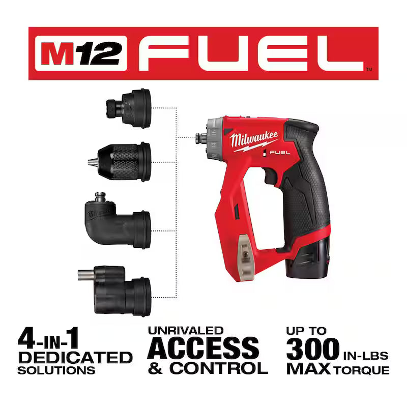 12V Lithium-Ion Brushless Cordless 4-in-1 Interchangeable 3/8 in. Drill Driver Kit with Right Angle Drill L46071