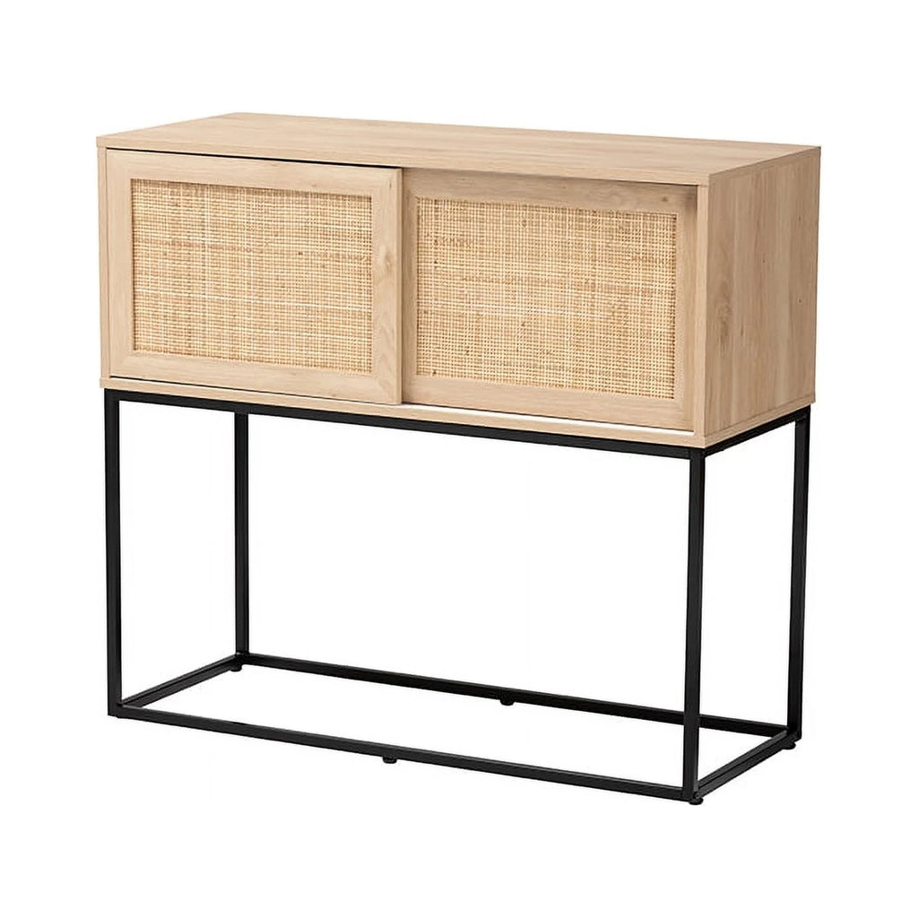 Natural Brown Wood and Rattan Sideboard Buffet Y792