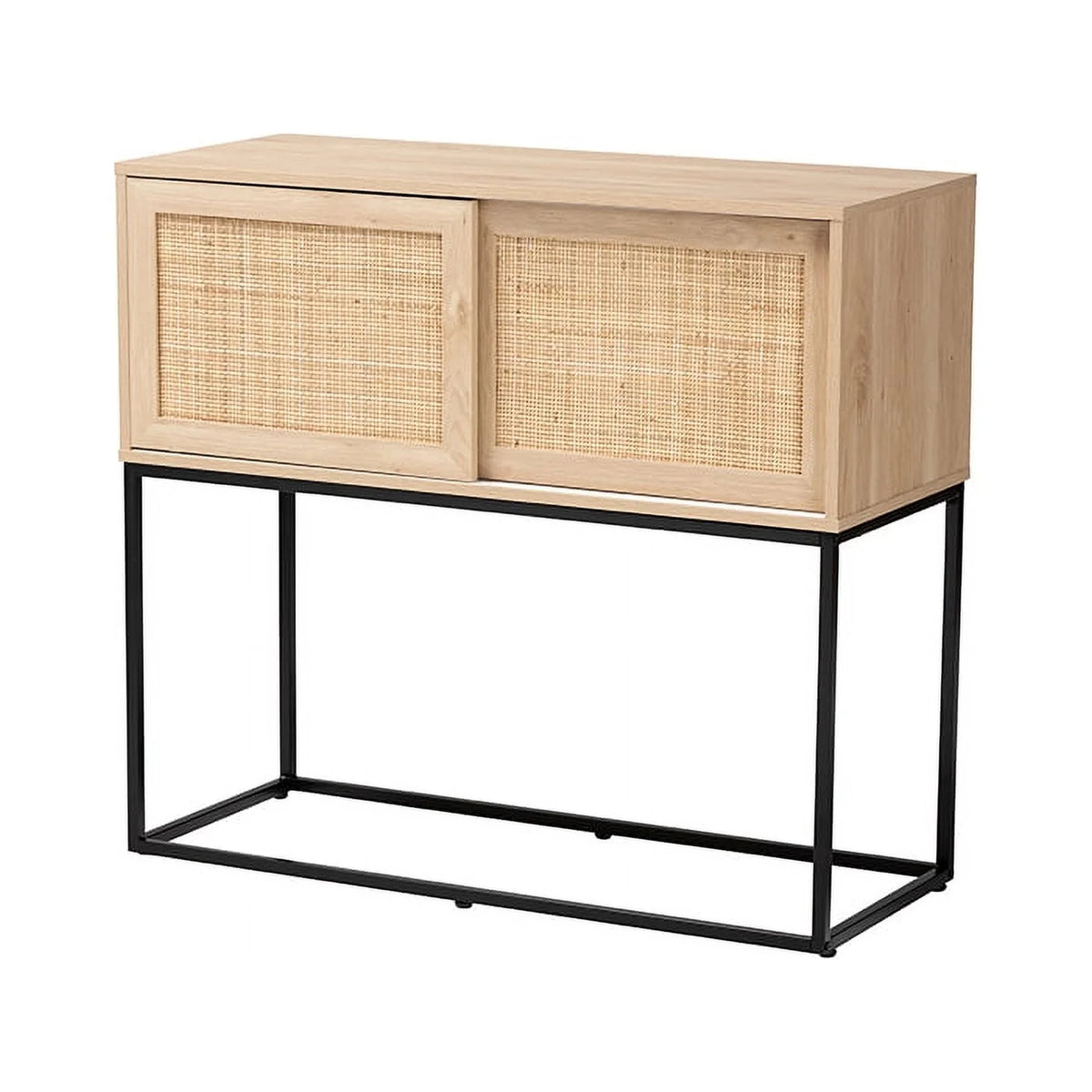 Natural Brown Wood and Rattan Sideboard Buffet Y792
