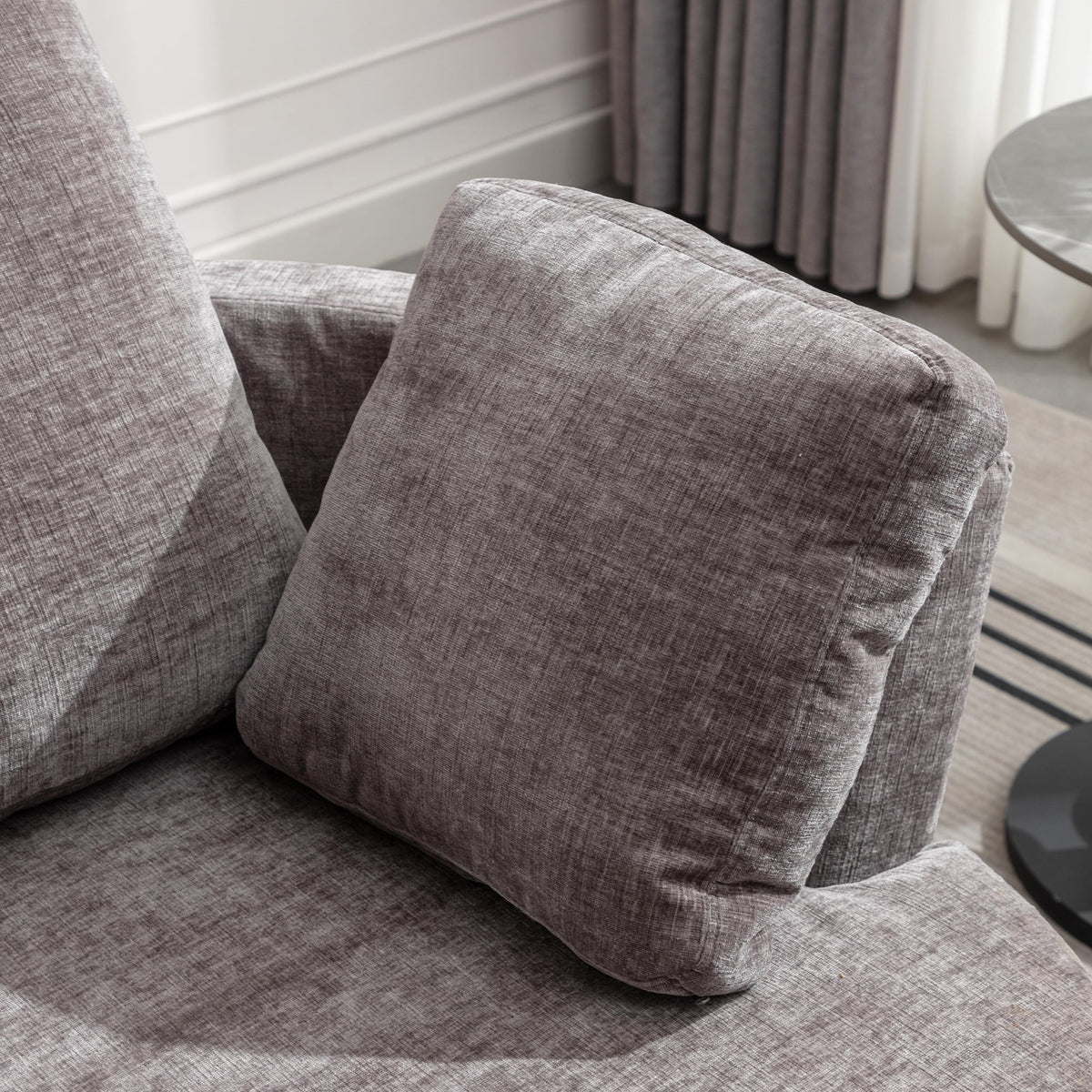 Oversized Round Swivel Accent Chair with 3 Pillows C471
