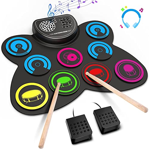 9-Pads Electronic Drum Set with Drumsticks & Pedals U8367