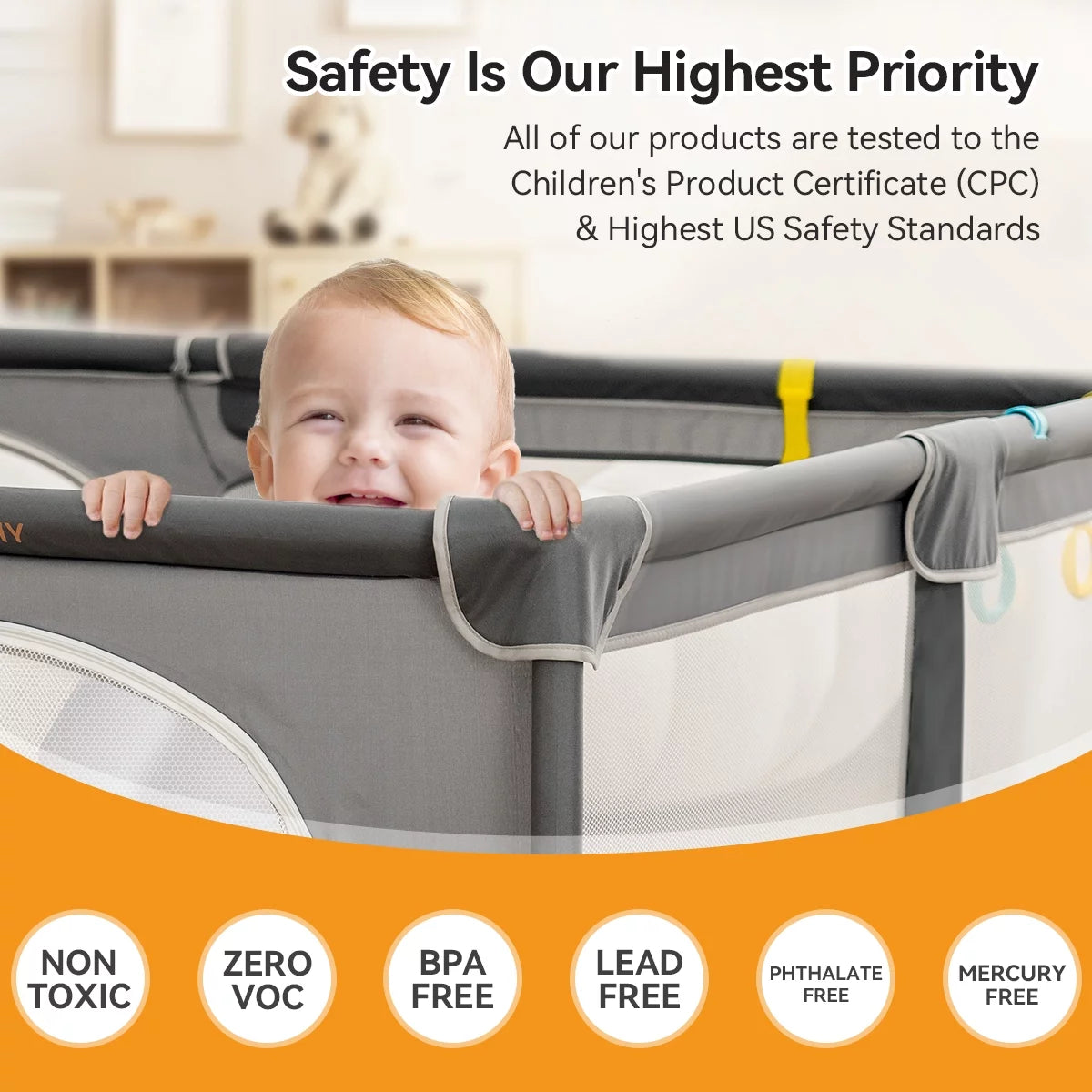 Large Gray Baby Playpen S344462