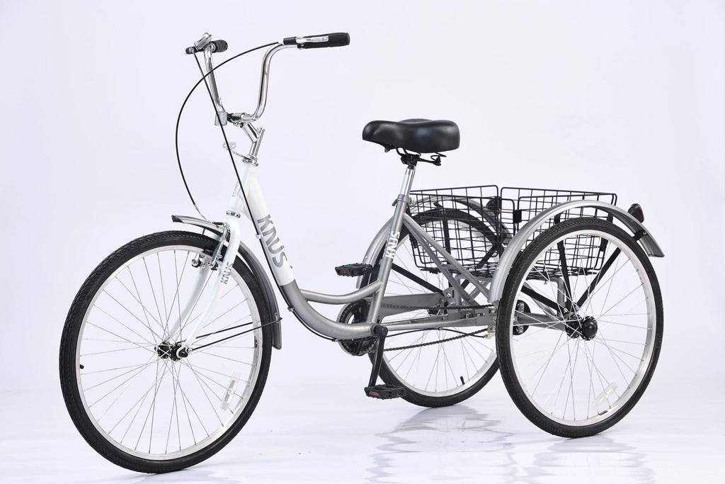 Silver Single Speed 26 inch Adult Tricycle with Basket F85788