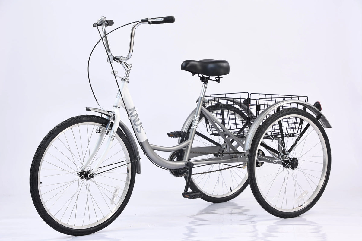 Silver Single Speed 26 inch Adult Tricycle with Basket F85788