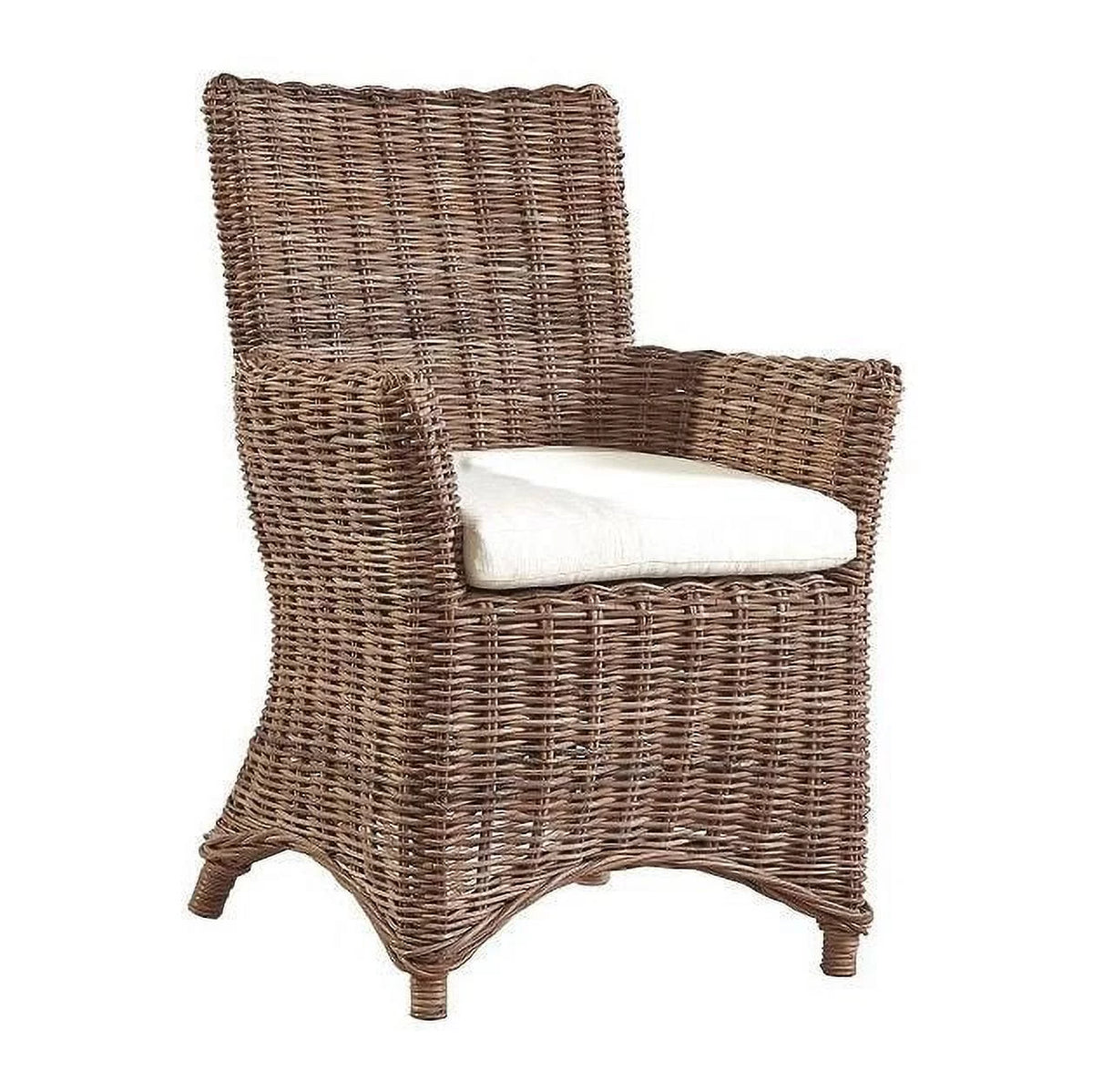 Rustic Woven Accent Arm Chair with Cushion Set of 2 U4308