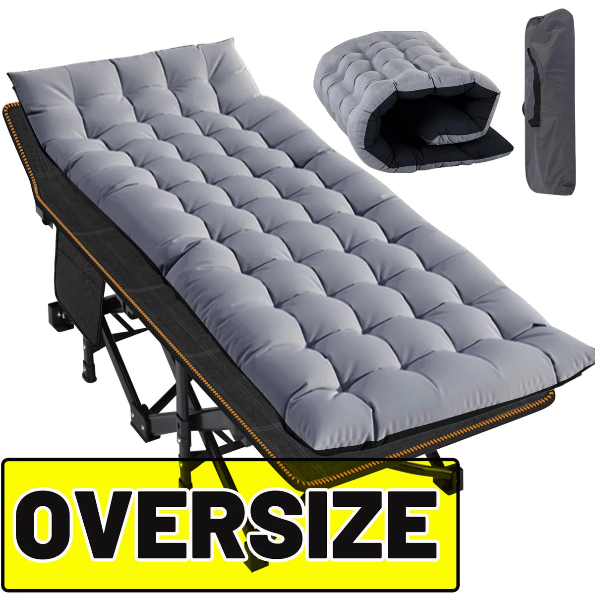 78" Oversized Folding Cot with Mattress and Carry Bag Q6508