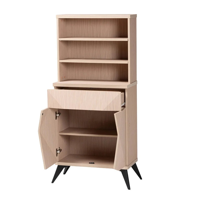 Light Brown and Black Wood Kitchen Cabinet A9028