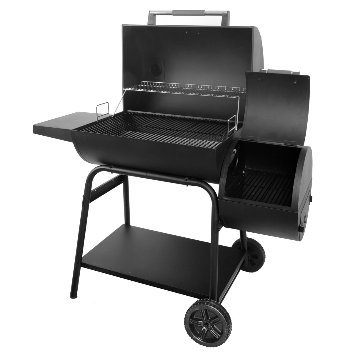 28 Offset Steel Charcoal Smoker Grill with Side Firebox, Black R1156