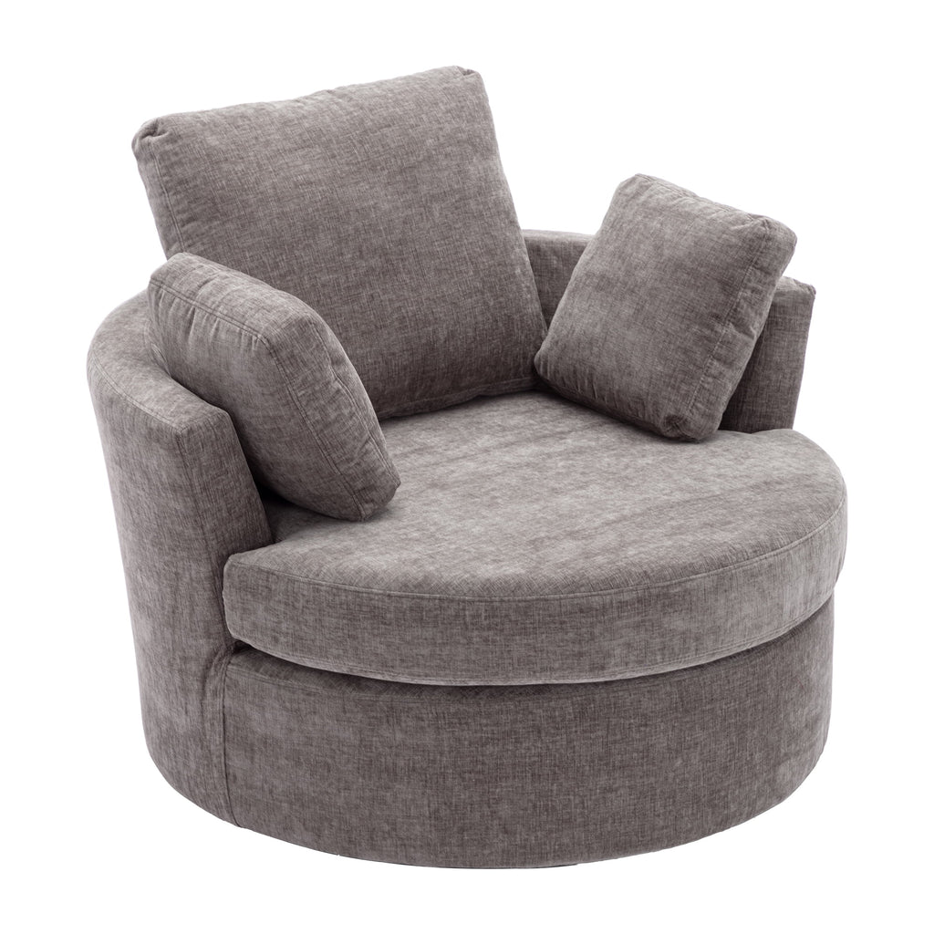 Oversized Round Swivel Accent Chair with 3 Pillows C471