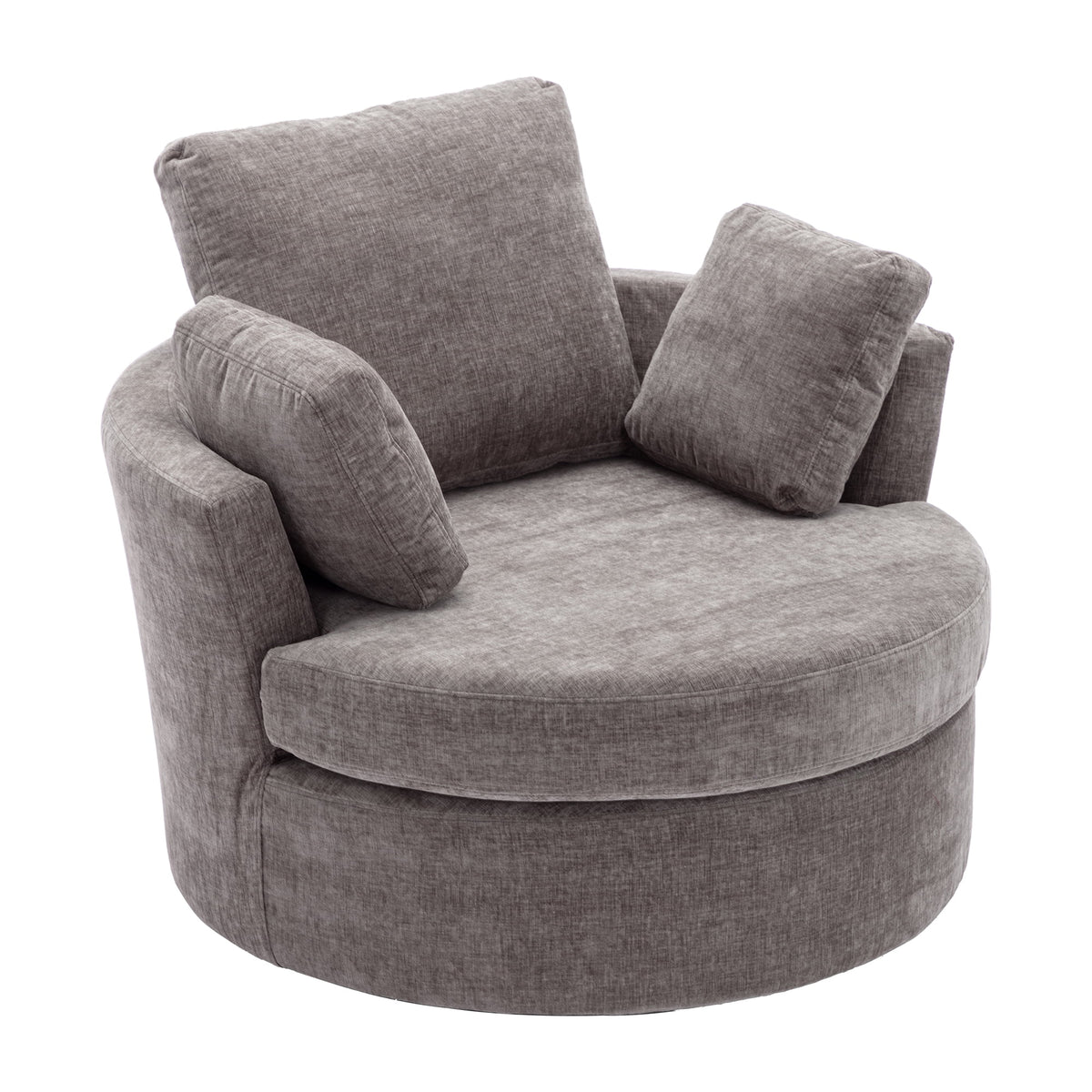 Oversized Round Swivel Accent Chair with 3 Pillows C471