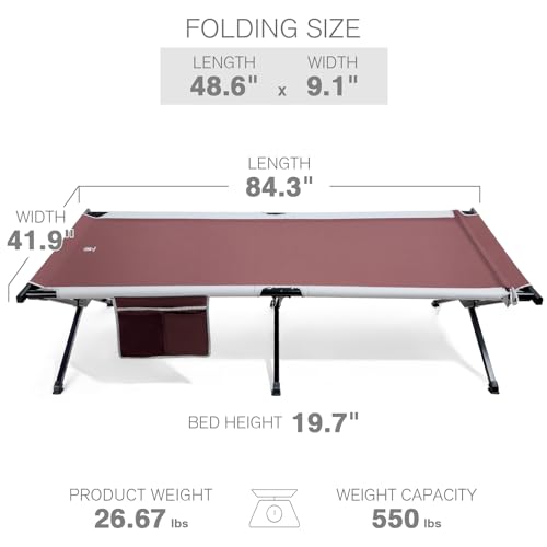 Extra Wide Oversized Folding Camping Cot with Carry Bag N7573