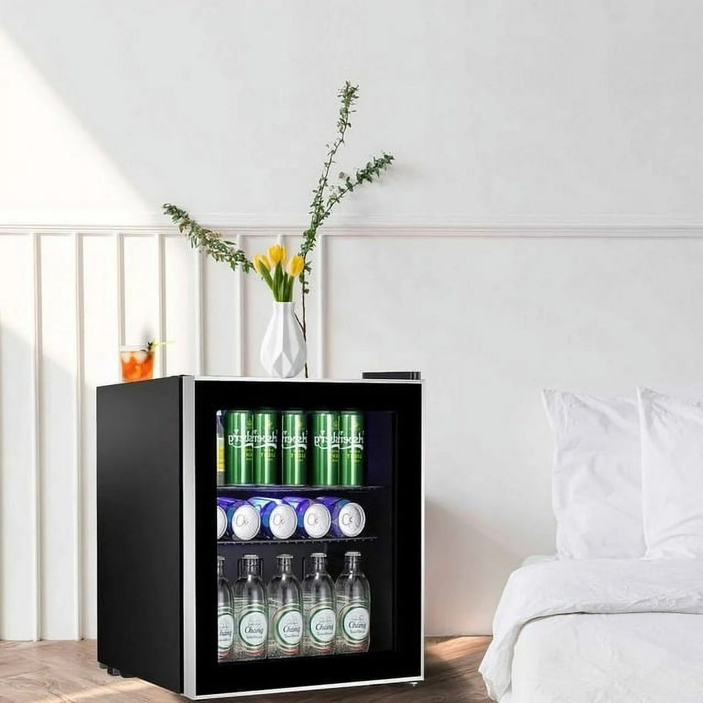 1.6cu.ft Wine Cooler Cabinet Beverage Mini Fridge Black Y43152