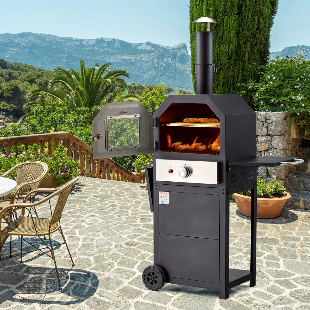 12 Propane Pizza Oven with 2 Foldable Shelves Wheels Z592