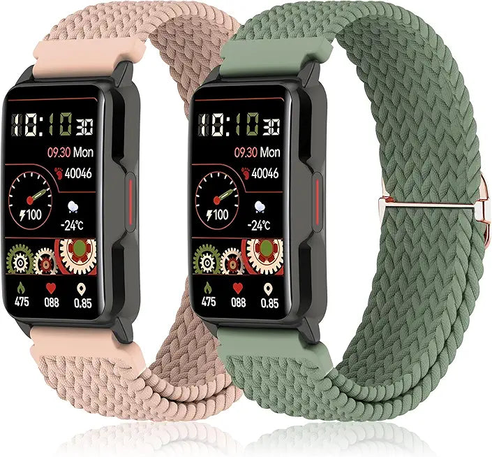 2 Pack Braided Elastic Band Smart Watch Straps T84646