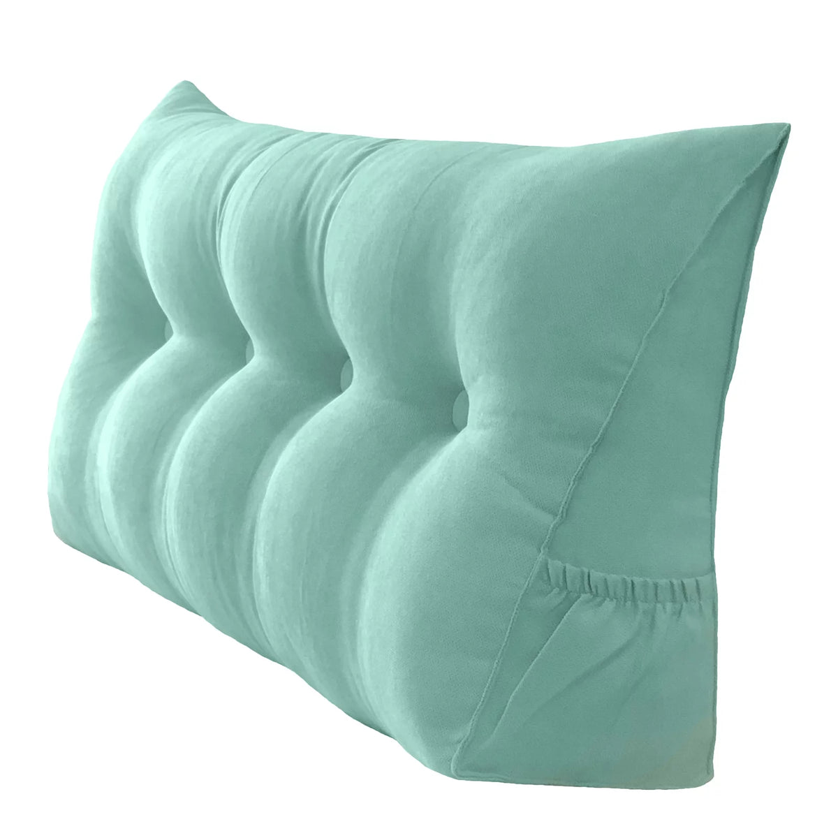 Large Triangular Bed Rest Pillow with Removable Cover and Side Pockets P5460