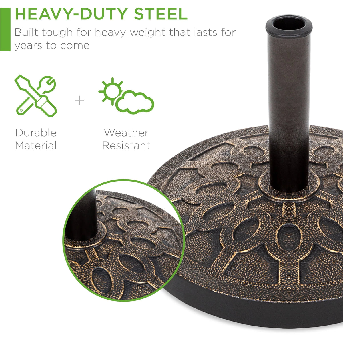 18in Round Heavy-Duty Steel Patio Umbrella Base Stand R31939