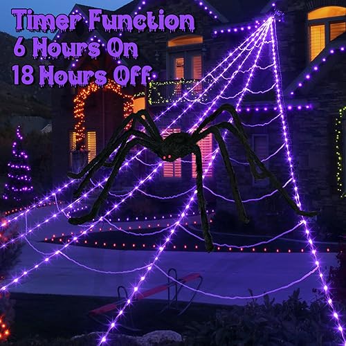 250 LED Purple Spider Web Lights with 8 Modes T494937