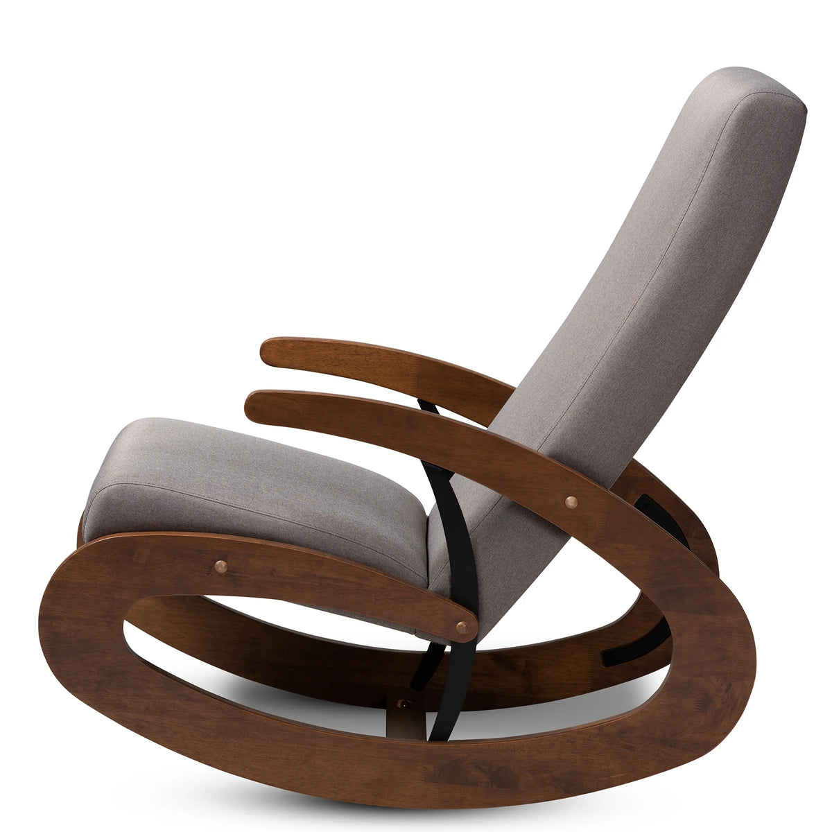 Gray Fabric Upholstered Wood Rocking Chair J62212