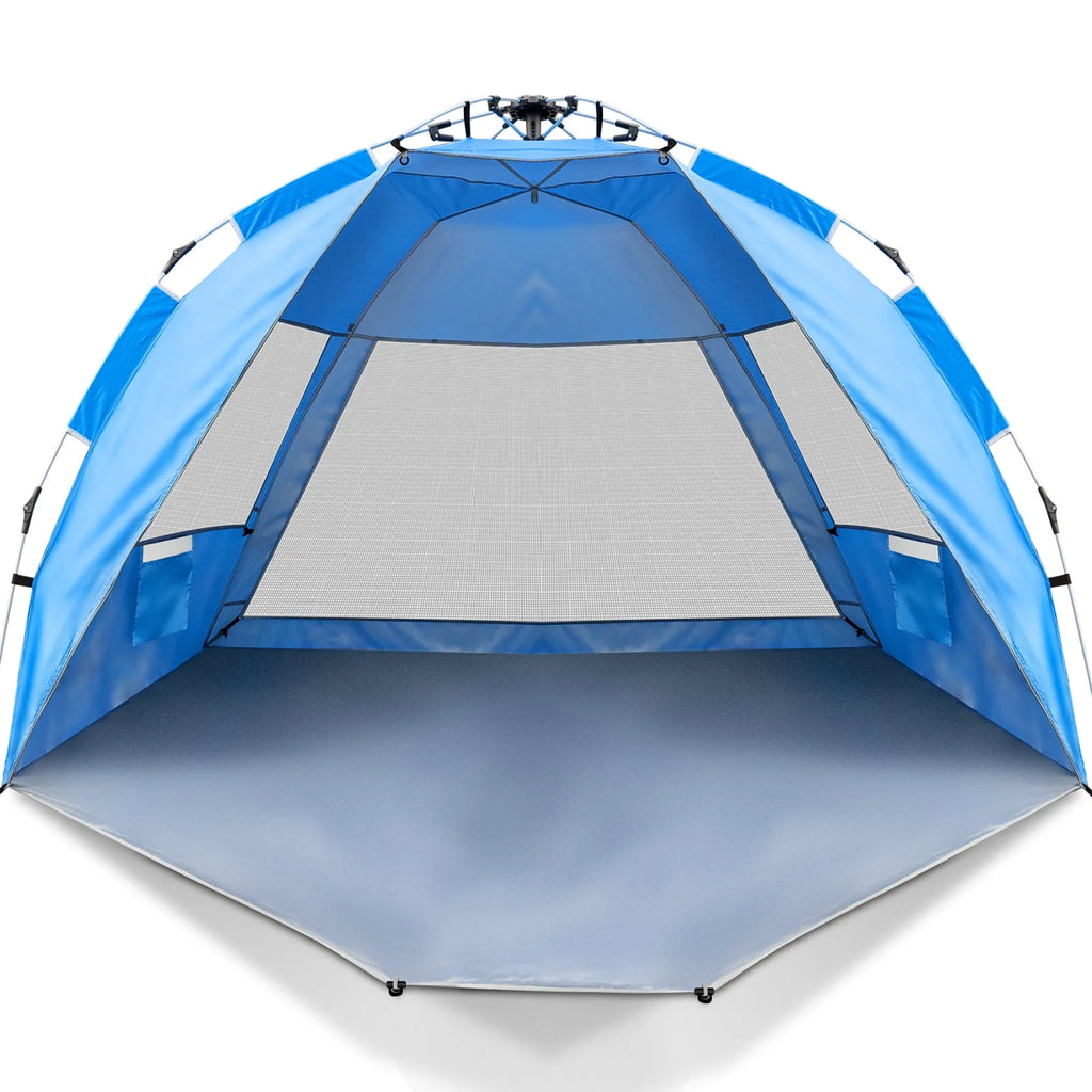 2-4 Person Pop-up Beach Tent UPF 50+ UV Protection Portable Waterproof Sunshade Blue C27507