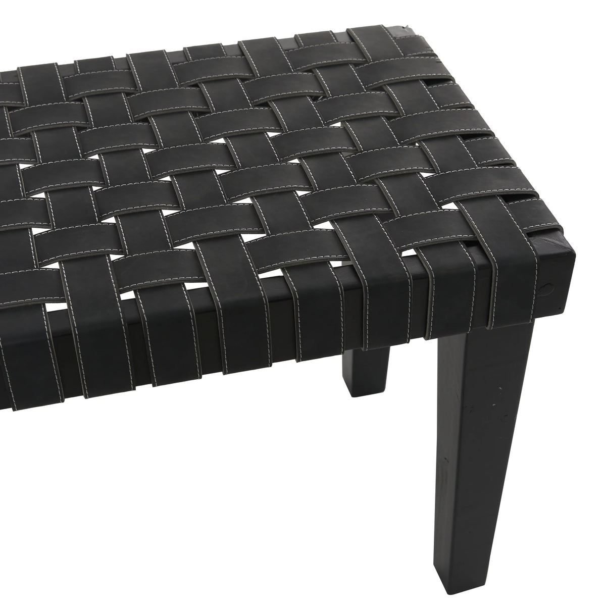 Black Wood Woven Bench K571
