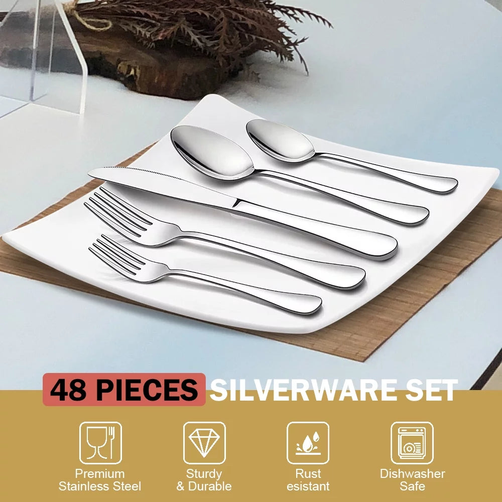 48-Pieces Stainless Steel Silverware Set H303