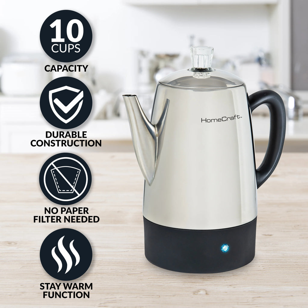10-Cup Stainless Steel Coffee Percolator U1745