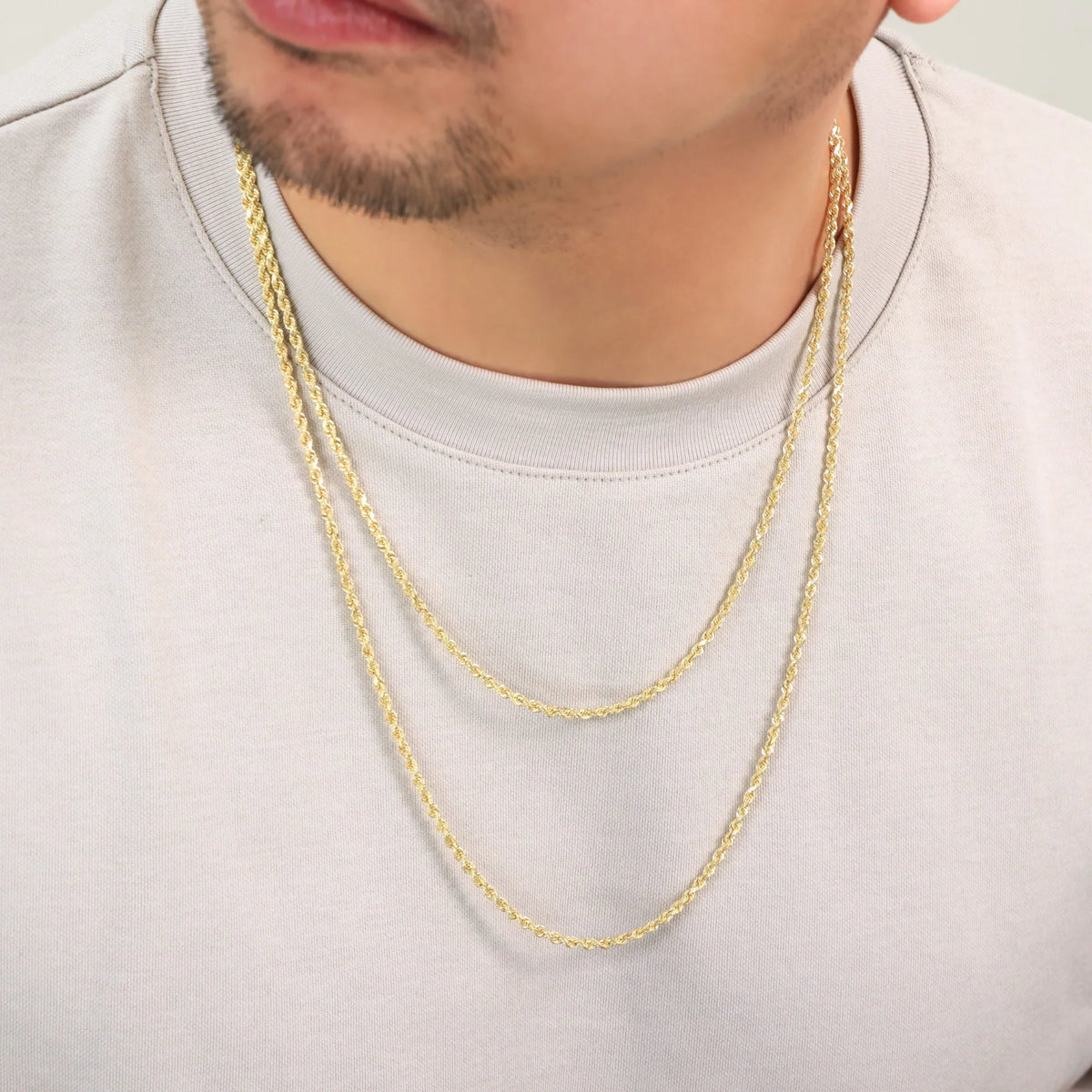 14k Yellow Gold 3mm Rope Chain Necklace Y450164