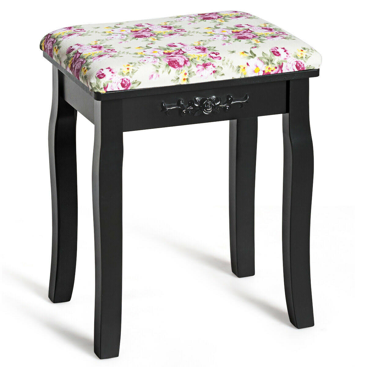 White Upholstered Stool Chair O55566