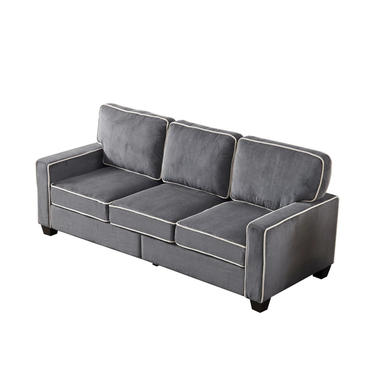 Dark Grey Corduroy Sofa with Storage W50894