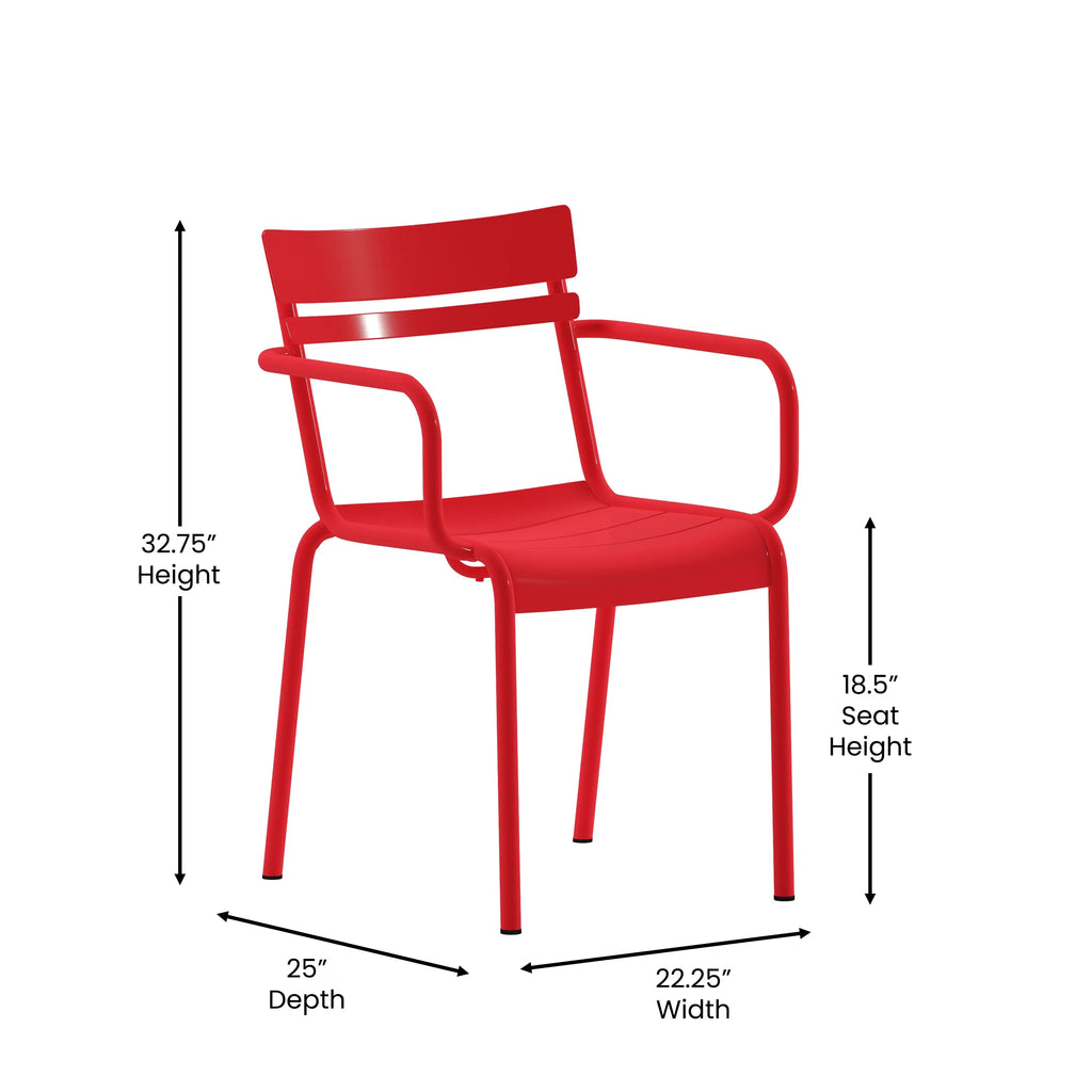 Red Steel Stackable Indoor-Outdoor Chair with Arms R442999
