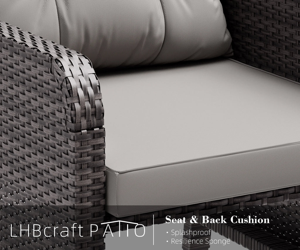 5 Piece PE Wicker Patio Conversation Set with Cushions W72658