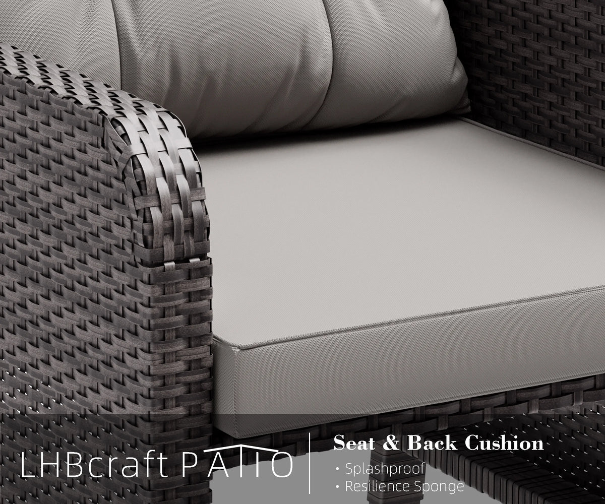 5 Piece PE Wicker Patio Conversation Set with Cushions W72658