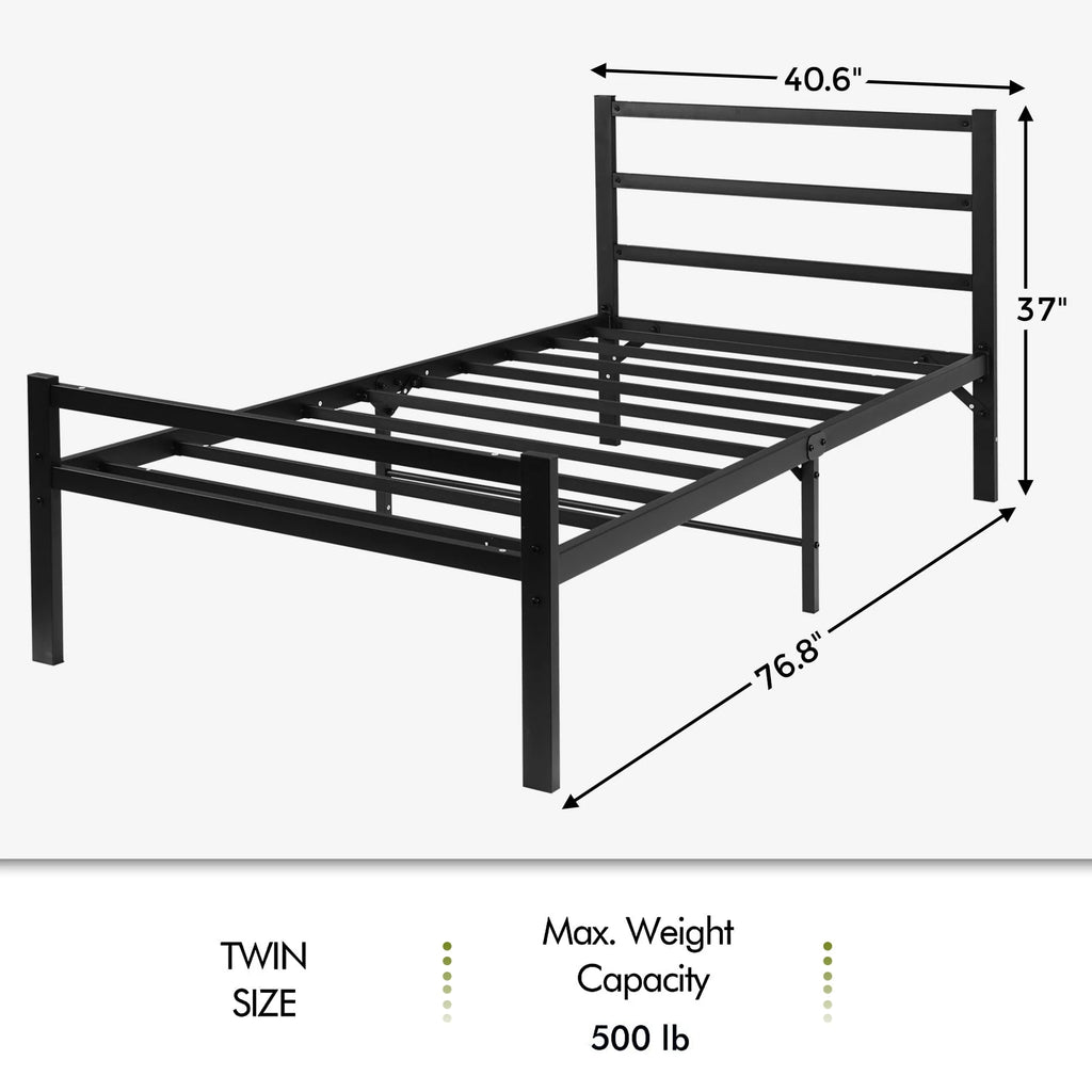 Twin Metal Platform Bed Frame with Headboard S659