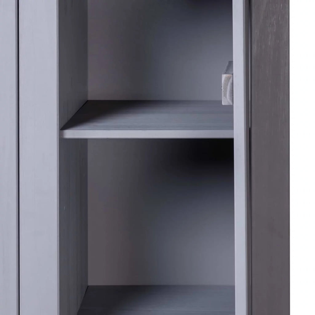 3-Door Gray Pine Wardrobe I5933