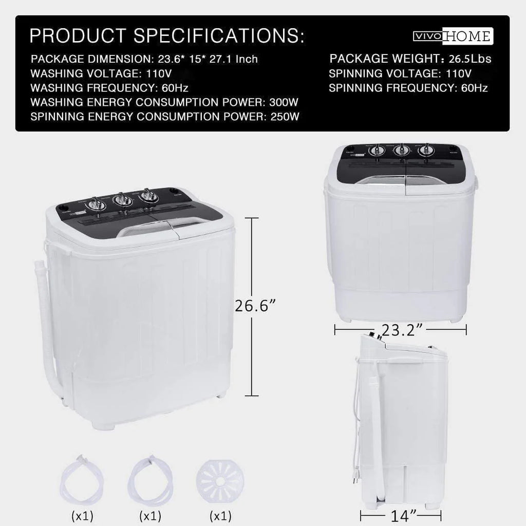 Portable Twin Tub Mini Laundry Washer and Spin Dryer Combo 13.5lbs L88078