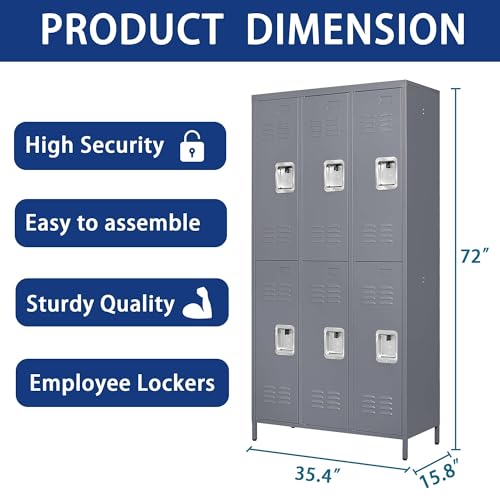 6 Door 72" H Metal Lockers with Lock K904084