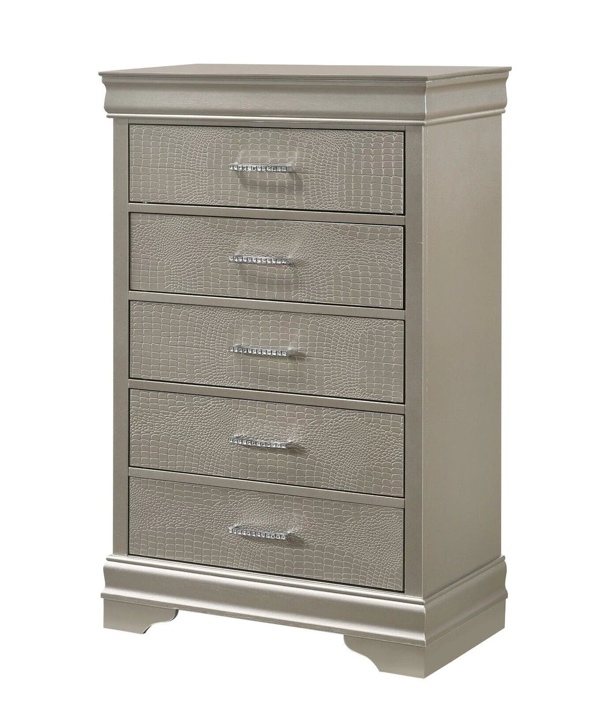 California King Size Panel Upholstery Bed Dresser Mirror Nightstand Set V19002