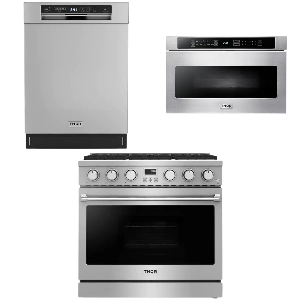 36 Gas Range, Dishwasher and Microwave X7239